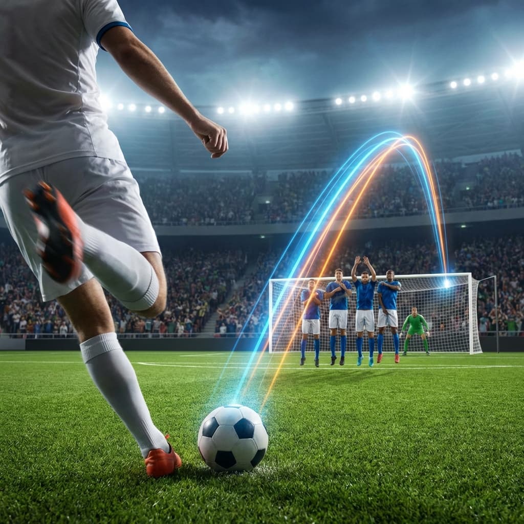 フリーキック（FK）で壁を越えて落とす！｜AI解析による「縦回転」の物理学