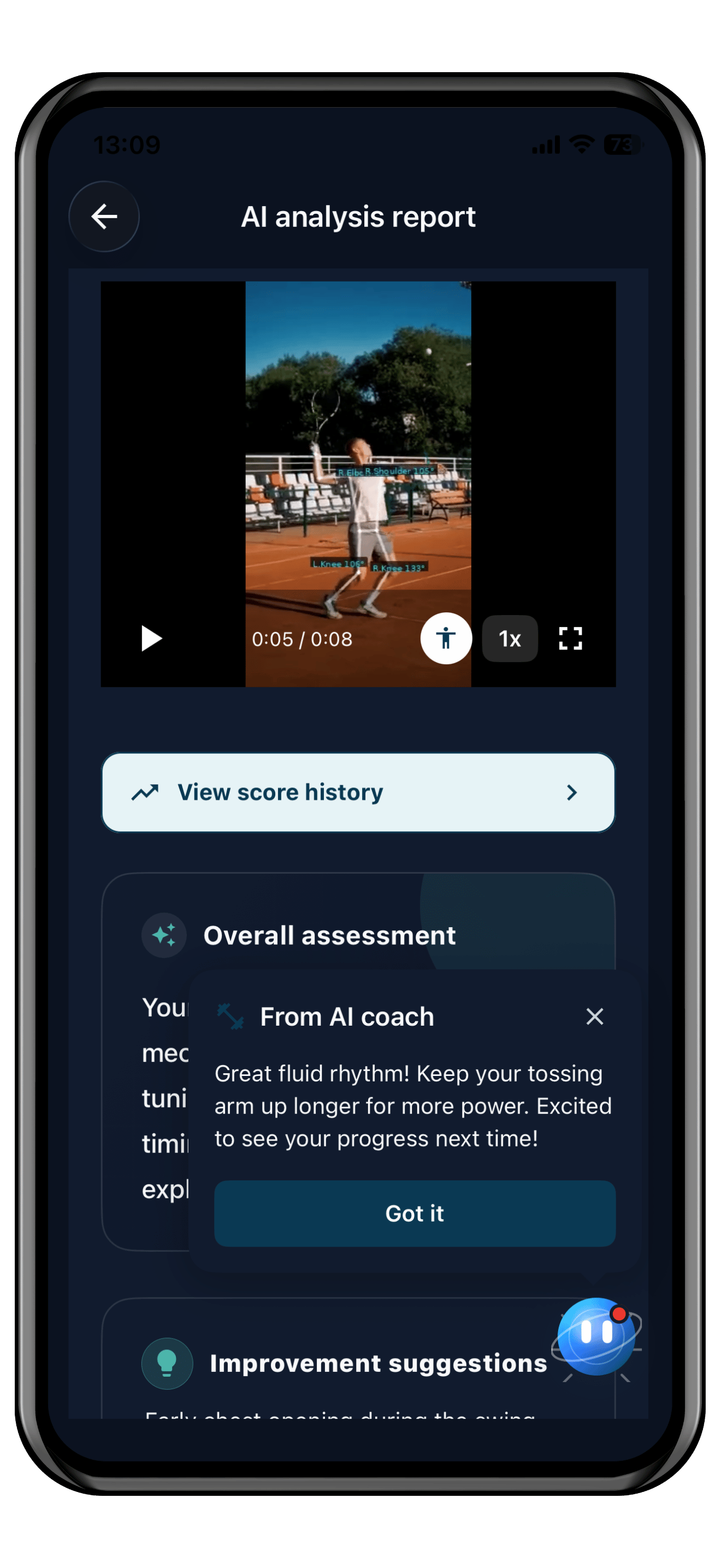 BadmintonAIコーチ - 動画分析でフォーム改善・練習メニュー自動生成アプリのスクリーンショット